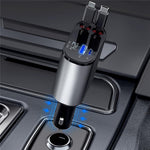 X16 100W Super Fast Charging Car Charger 180-Degree Rotating Adapter with Retractable Type-C / iP Cable