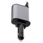 X16 100W Super Fast Charging Car Charger 180-Degree Rotating Adapter with Retractable Type-C / iP Cable