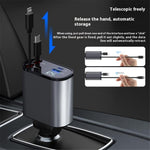 X16 100W Super Fast Charging Car Charger 180-Degree Rotating Adapter with Retractable Type-C / iP Cable