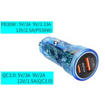 P35 Clear Design 48W Car Charger for Cell Phone, Tablet, Camera, Type-C PD 30W + USB QC 3.0 18W Fast Charging Charger Station