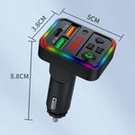 P18 Cigarette Lighter Bluetooth-compatible Car MP3 Music Player Hands-Free Calling Car Audio Device with 2USB, Type-C Port
