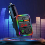 P18 Cigarette Lighter Bluetooth-compatible Car MP3 Music Player Hands-Free Calling Car Audio Device with 2USB, Type-C Port