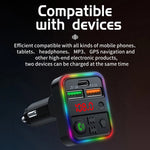 P18 Cigarette Lighter Bluetooth-compatible Car MP3 Music Player Hands-Free Calling Car Audio Device with 2USB, Type-C Port