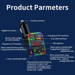 P18 Cigarette Lighter Bluetooth-compatible Car MP3 Music Player Hands-Free Calling Car Audio Device with 2USB, Type-C Port