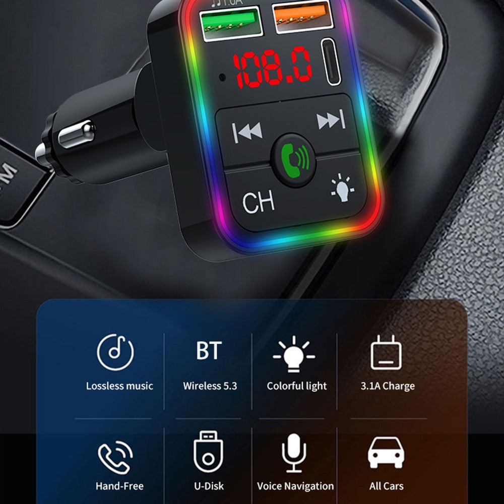P2 Car Player Charger Dual USB Port Cigarette Lighter Car Charger Support Bluetooth-compatible Hands Free Calling
