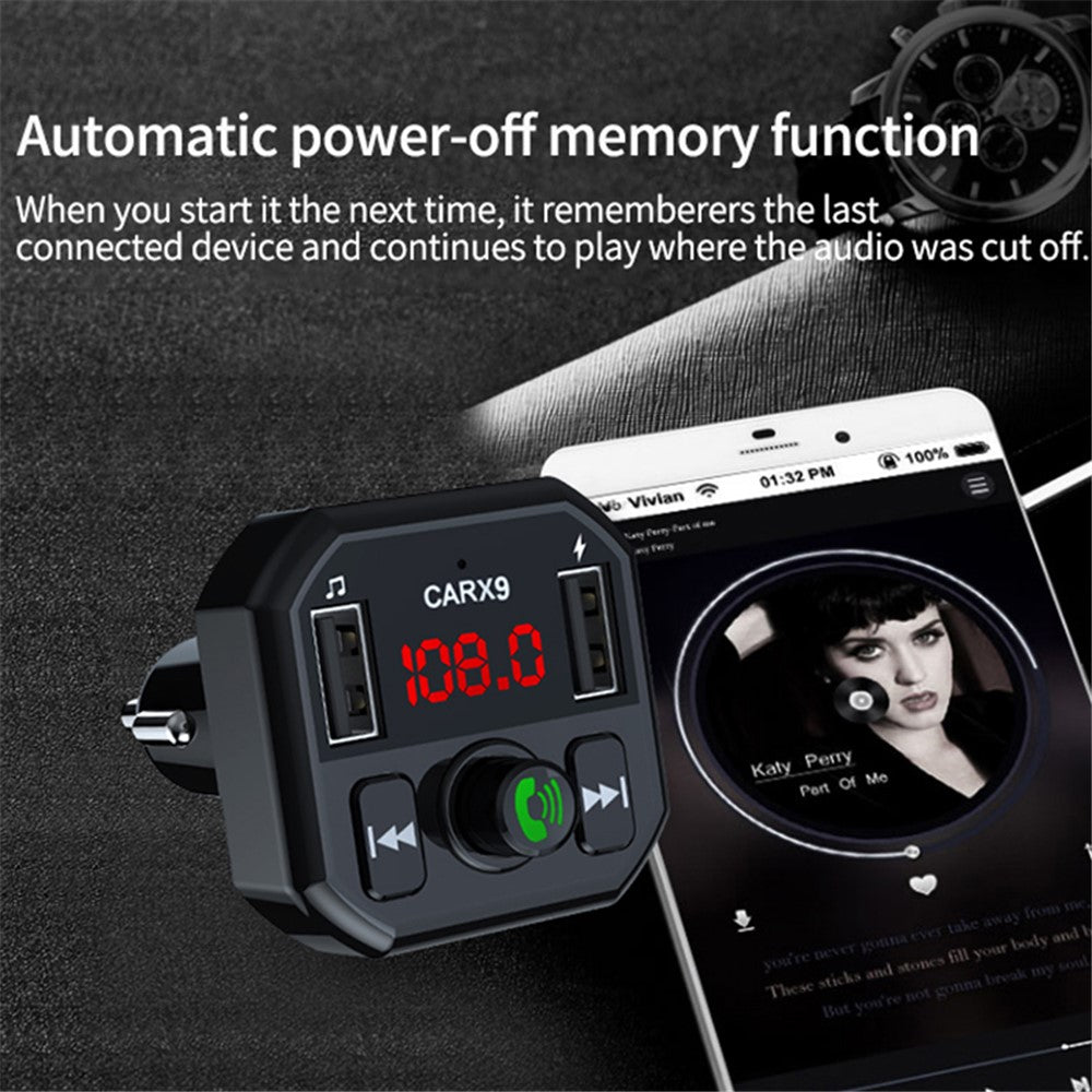 X9 Car MP3 Player Automatic Power-off Memory Bluetooth-compatible Call FM Transmitter with Dual USB Ports