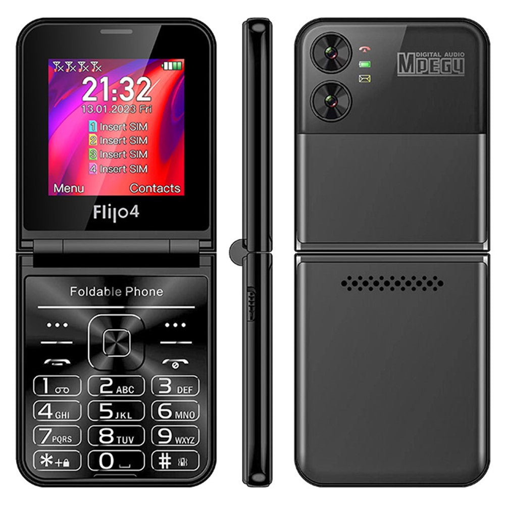 F265 2.55 Inches Cell Phone 4 SIM Cards Keypad Folding Mobile Phone