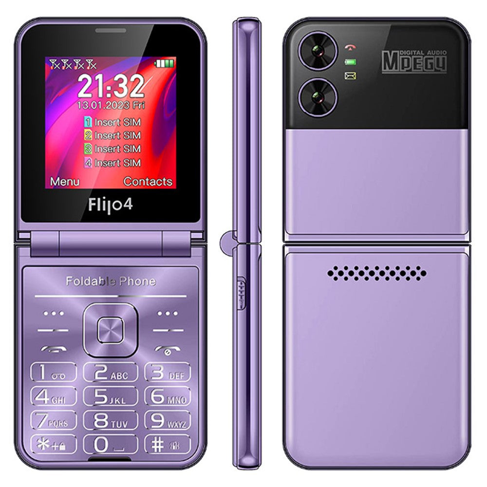 F265 2.55 Inches Cell Phone 4 SIM Cards Keypad Folding Mobile Phone