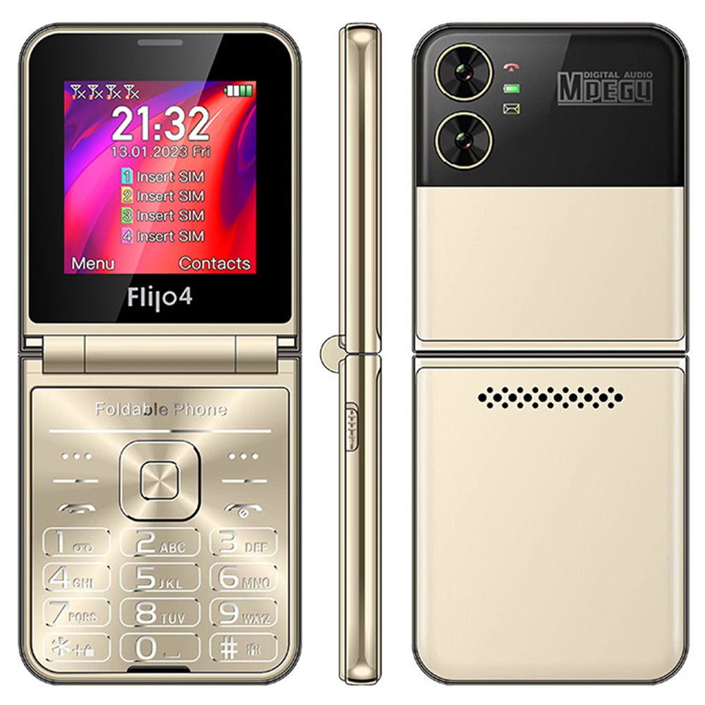F265 2.55 Inches Cell Phone 4 SIM Cards Keypad Folding Mobile Phone