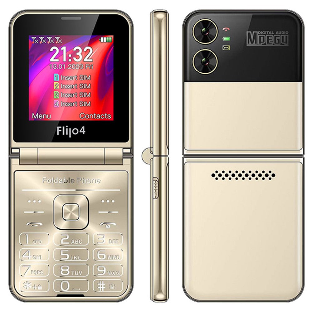 F265 2.55 Inches Cell Phone 4 SIM Cards Keypad Folding Mobile Phone