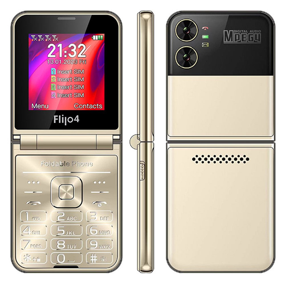 F265 2.55 Inches Cell Phone 4 SIM Cards Keypad Folding Mobile Phone