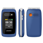 UNIWA V202T 4G Klaptelefon til Ældre med Dobbelt SIM Dobbelt Skærm Basis Mobiltelefon med SOS-knap Trådløs FM-radio