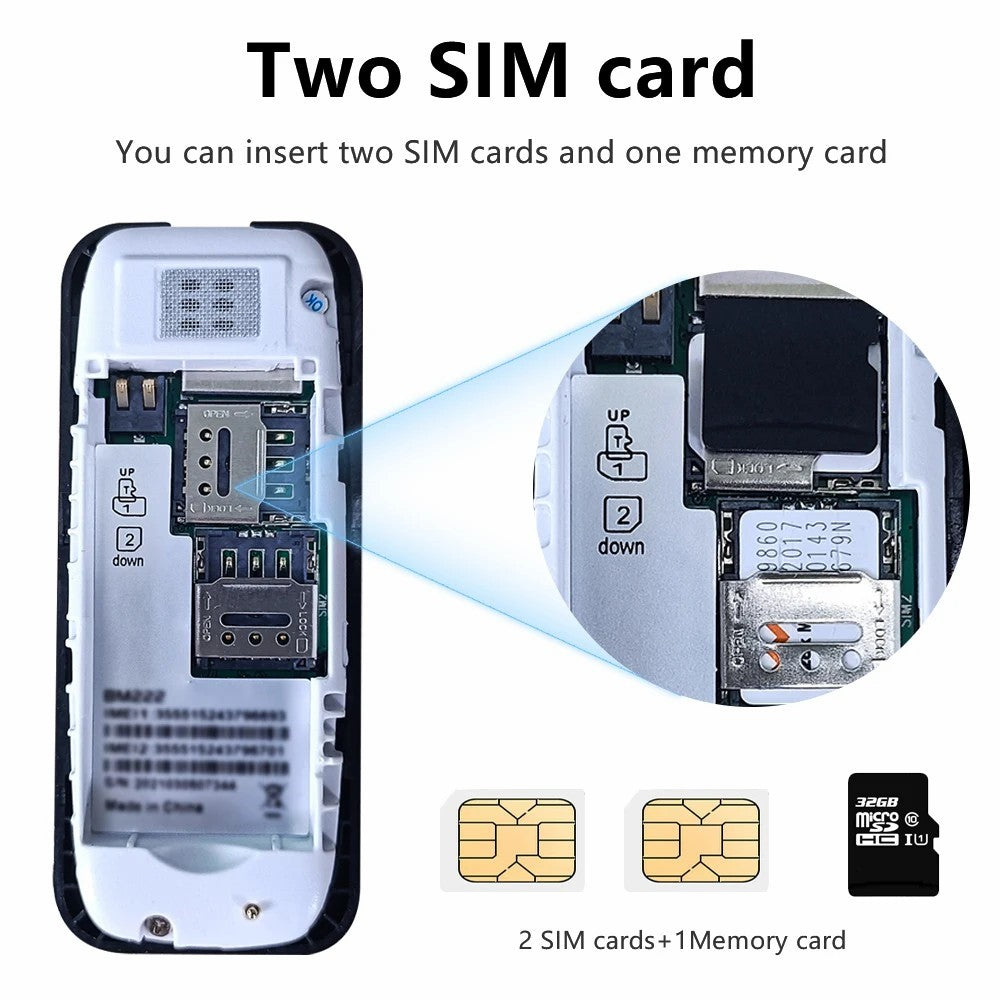 BM222 0.66-Inch Mini Dual SIM Standby Phone Portable Bar Phone