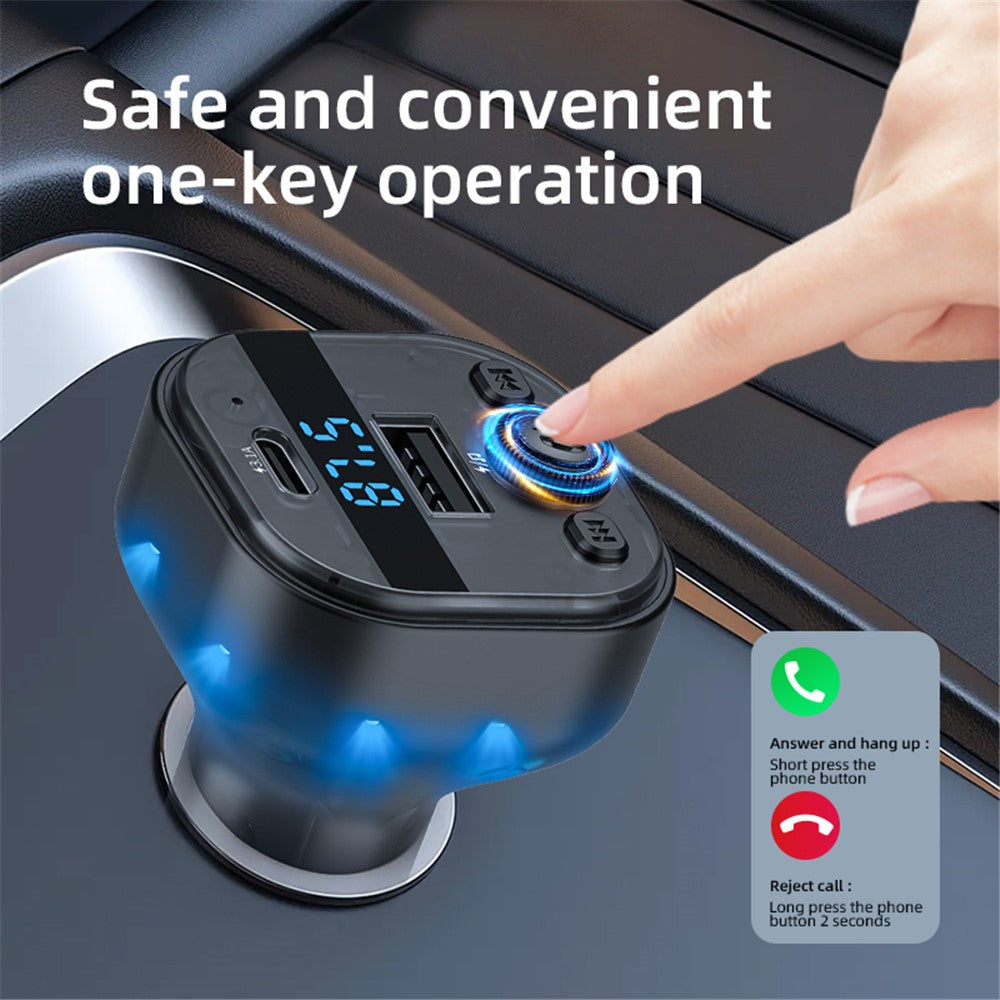 C1 Car Bluetooth-compatible MP3 Player Adapter Hands-free Charging Station with USB+Type-C Ports
