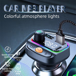 C2 Multifunctional Bluetooth-compatible MP3 Player Type-C+2 USB Car Charger with Ambient Light