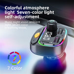 C2 Multifunctional Bluetooth-compatible MP3 Player Type-C+2 USB Car Charger with Ambient Light