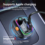 C2 Multifunctional Bluetooth-compatible MP3 Player Type-C+2 USB Car Charger with Ambient Light