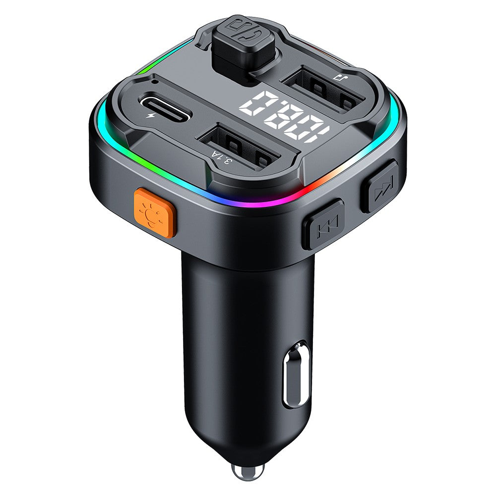 C3 Bluetooth-kompatibel håndfri opkaldsadapter FM-sender bil MP3-musikafspiller Type-C + Dobbelt USB-biloplader