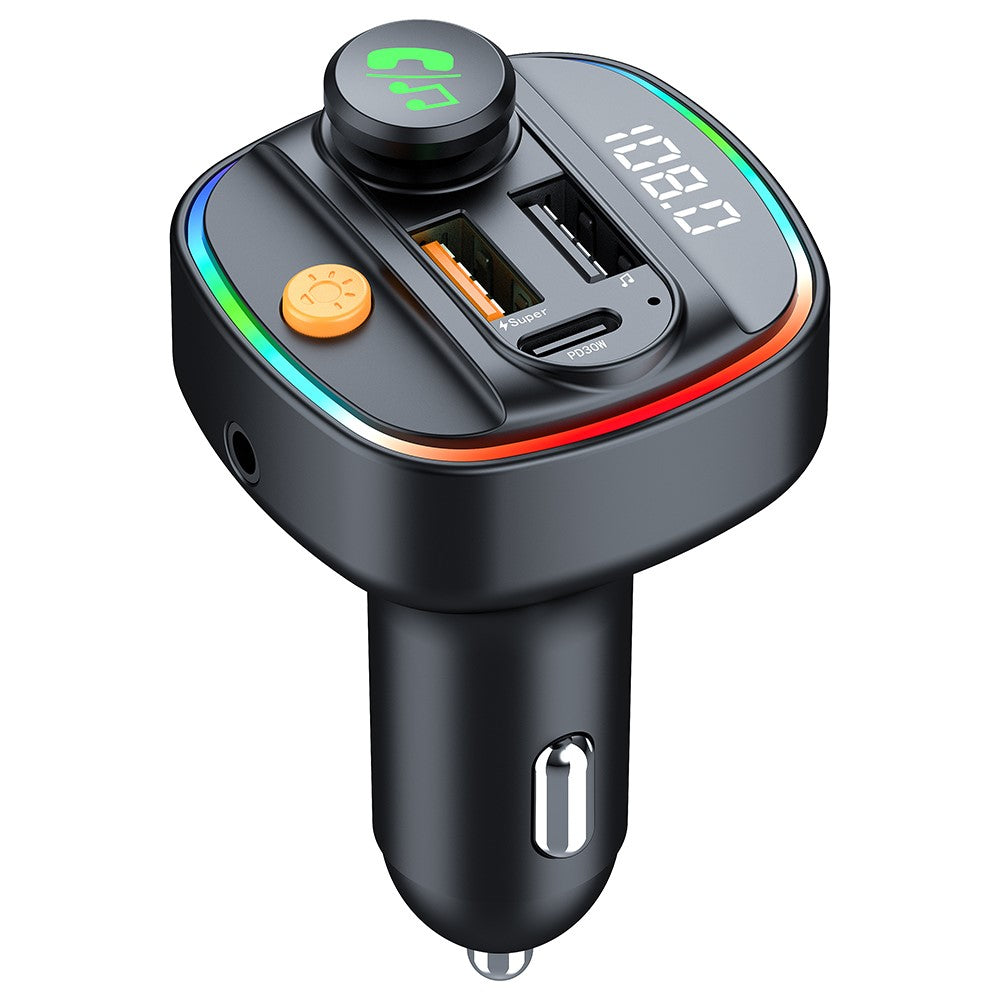 C4S Bluetooth-compatible 5.3 FM Transmitter with Digital Display for Car PD 30W+QC 3.0 Car Charger Audio MP3 Player