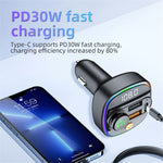 C4S Bluetooth-compatible 5.3 FM Transmitter with Digital Display for Car PD 30W+QC 3.0 Car Charger Audio MP3 Player
