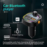 C6 Digital Display FM Car Bluetooth-compatible Transmitter Type-C+2 USB Fast Charger Audio MP3 Player
