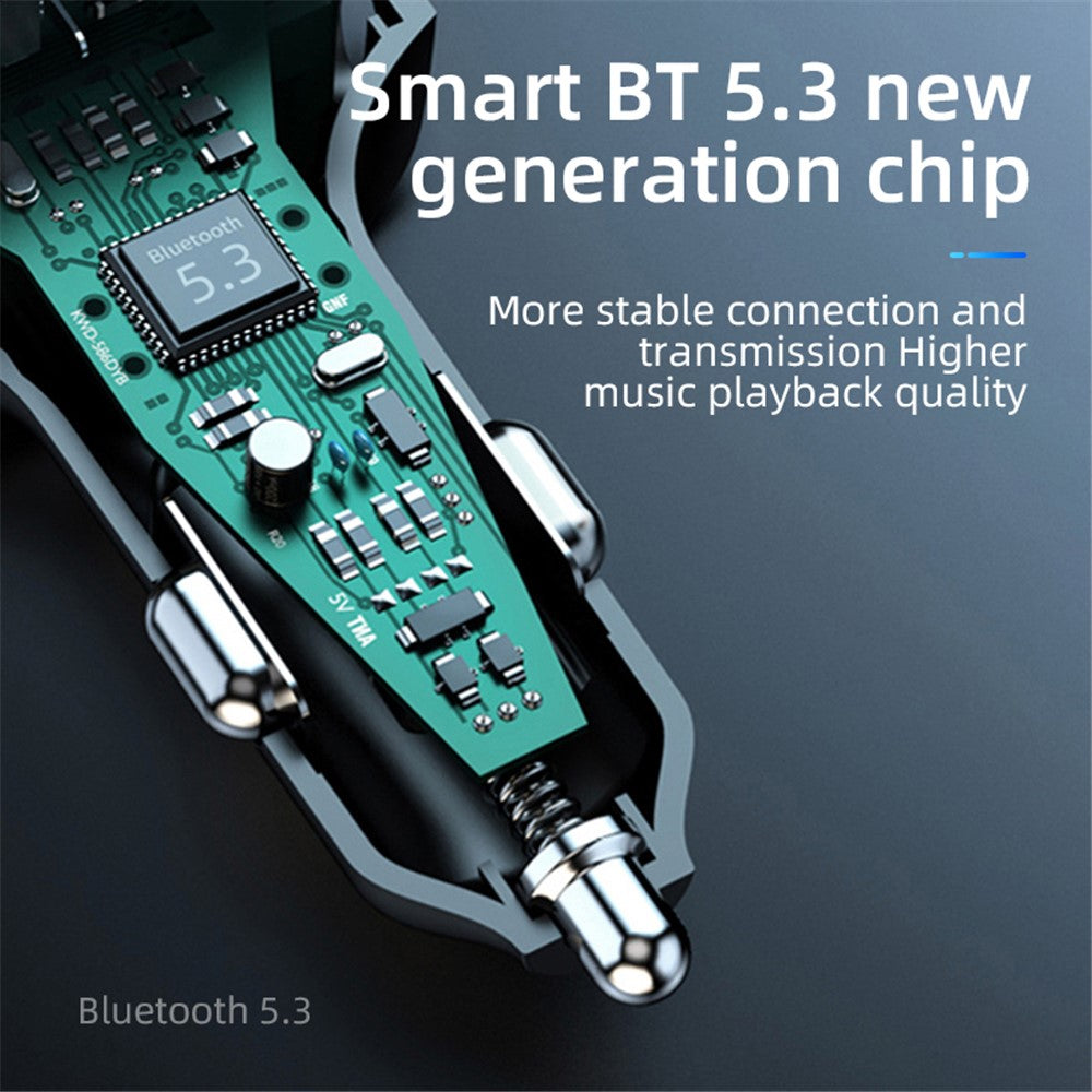 C6 Digital Display FM Car Bluetooth-compatible Transmitter Type-C+2 USB Fast Charger Audio MP3 Player