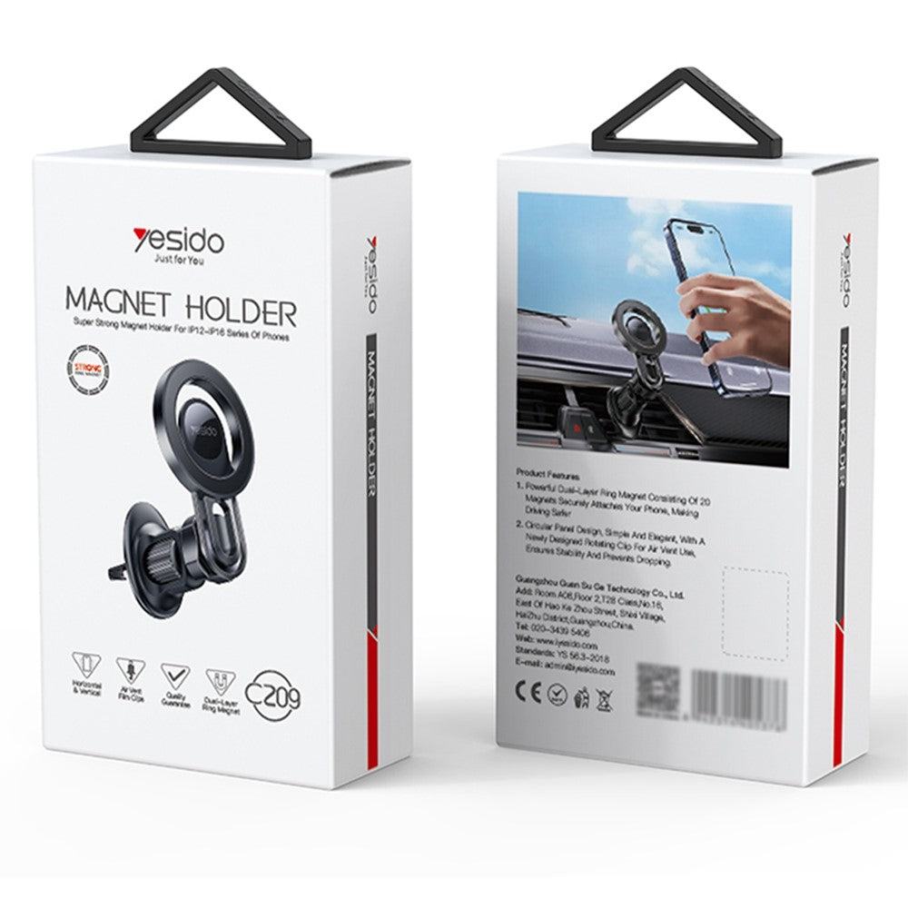 YESIDO C209 Magnetic Phone Holder Car Air Outlet Bracket Compatible MagSafe