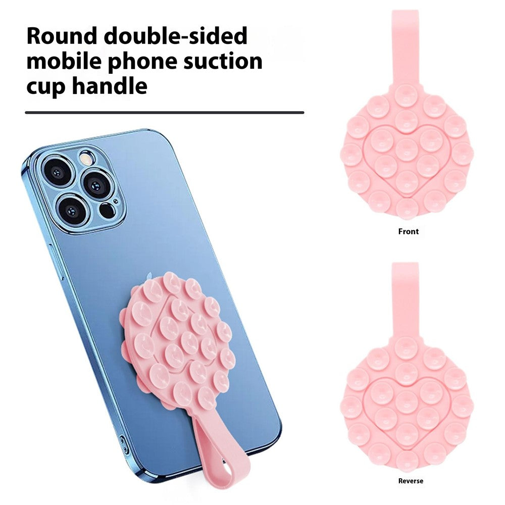 RK-X18 19 Grain Silicone Suction Cup Heart-Shaped Double-Sided Phone Holder Detachable Phone Mount