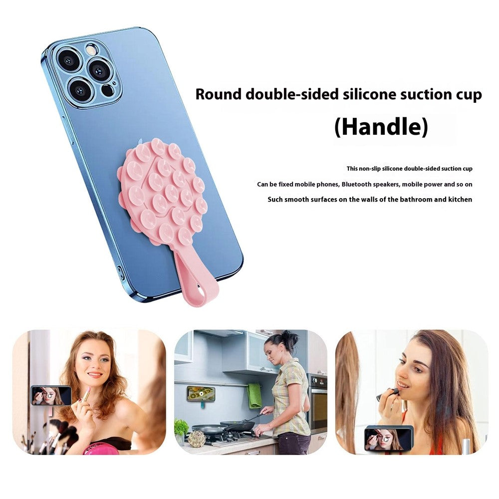 RK-X18 19 Grain Silicone Suction Cup Heart-Shaped Double-Sided Phone Holder Detachable Phone Mount