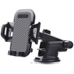 Car Dashboard Windshield Suction Cup Phone Holder Carbon Fiber Texture Extendable Rod Cellphone Bracket