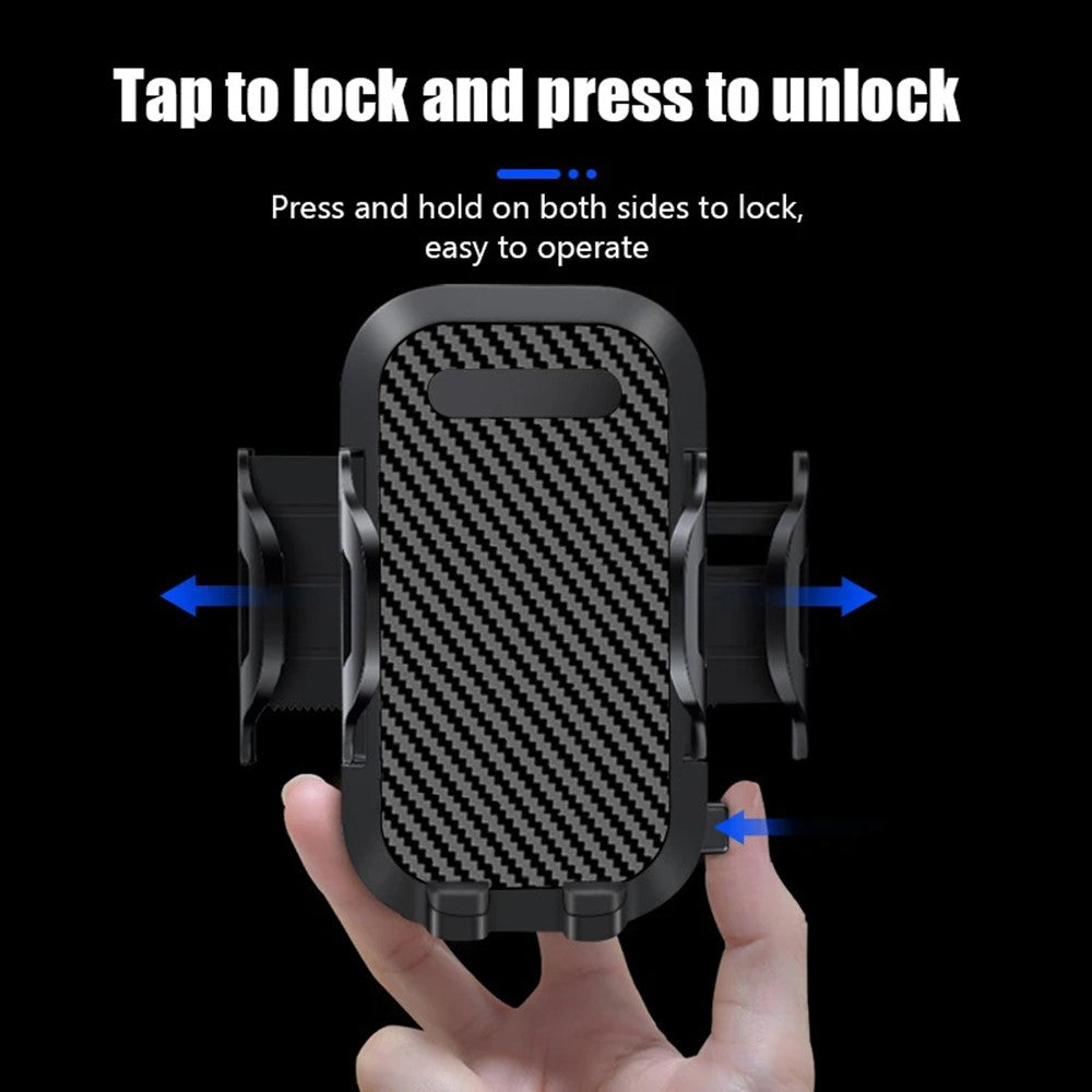 Car Dashboard Windshield Suction Cup Phone Holder Carbon Fiber Texture Extendable Rod Cellphone Bracket