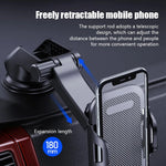 Car Dashboard Windshield Suction Cup Phone Holder Carbon Fiber Texture Extendable Rod Cellphone Bracket