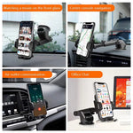 Car Dashboard Windshield Suction Cup Phone Holder Carbon Fiber Texture Extendable Rod Cellphone Bracket