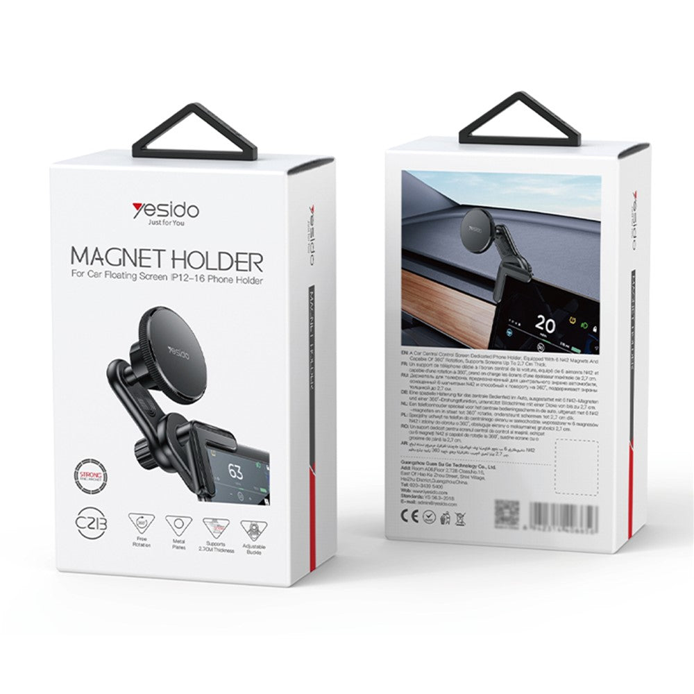 YESIDO C213 Floating Screen Clip-On Magnetic Holder for iPhone 12 / 13 / 14 / 15 / 16 Series, 360-Degree Rotation
