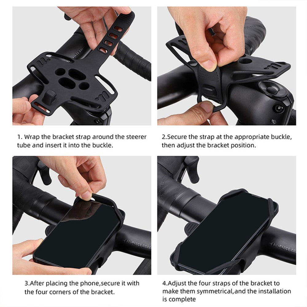 WEST BIKING YP0715084 Bike Handlebar Phone Holder Soft Silicone E-Bike Bicycle Cellphone Bracket