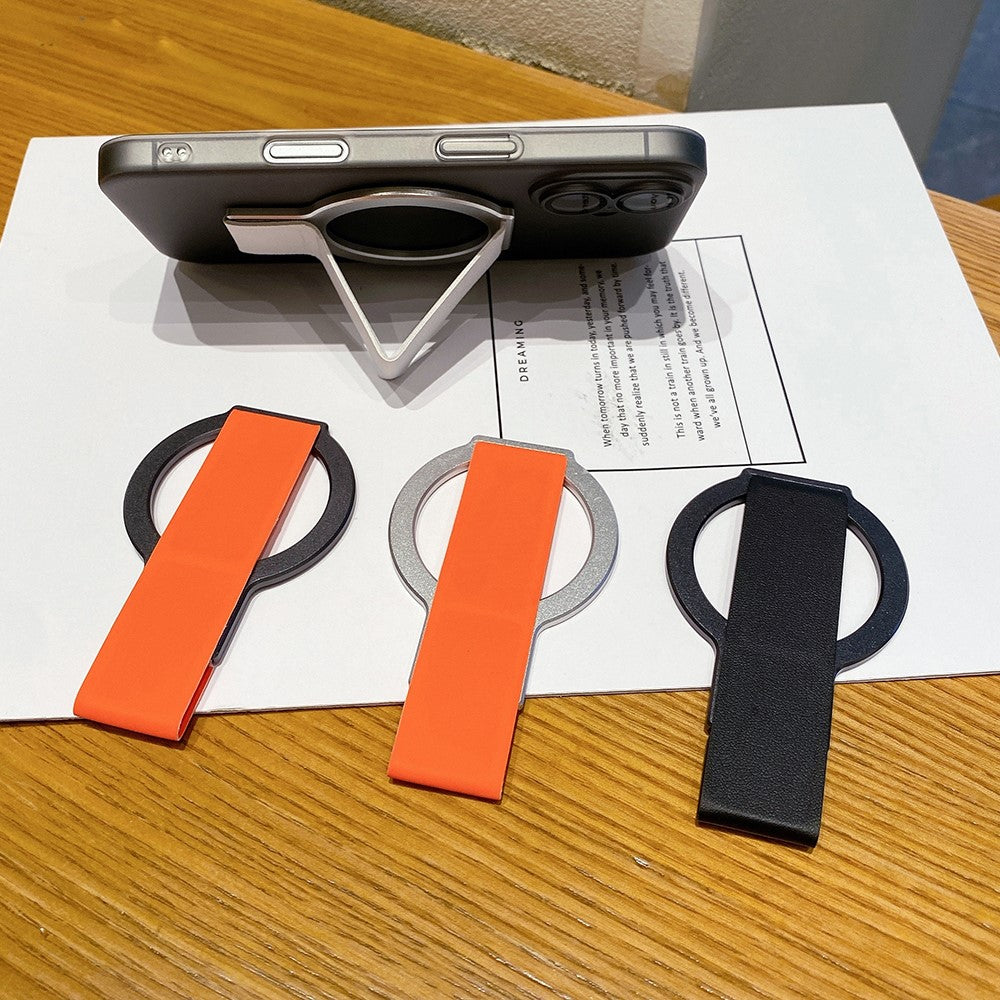 Alloy + PU Leather Kickstand Phone Holder