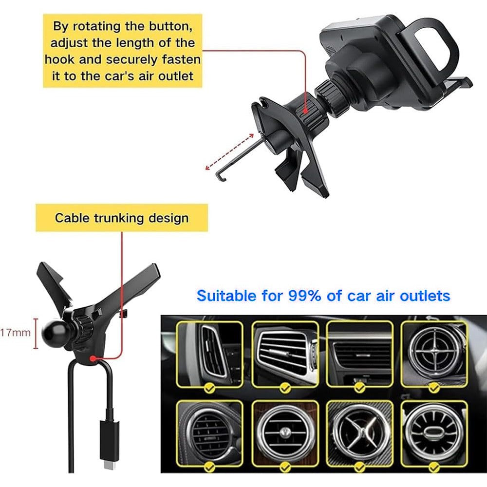 15W Car Air Outlet Rotating Wireless Charging Phone Holder (Air Outlet Model)