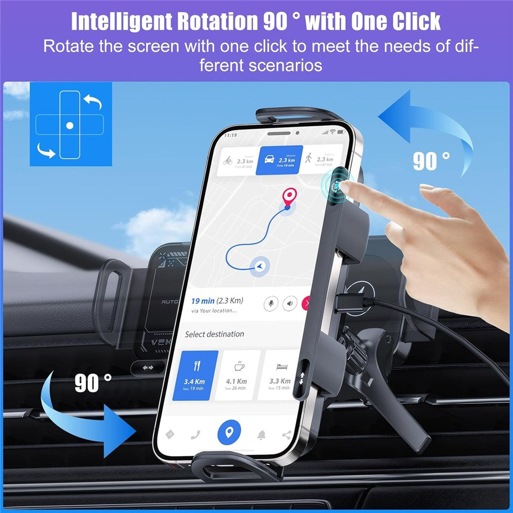 15W Car Air Outlet Rotating Wireless Charging Phone Holder (Air Outlet Model)
