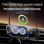 SD01 15W Wireless Charger Phone Holder Air Vent Car Mount Dual Coil Rotating Phone Stand