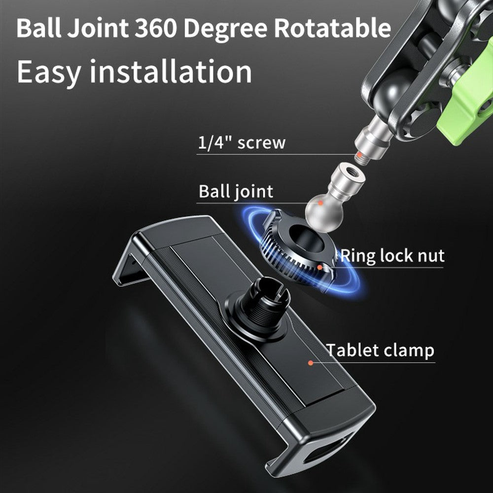 LANPARTE RBA-P2L Dual Suction Cup Tablet Stand Extended Version Universal Car Holder Mount with Adjustable Arm