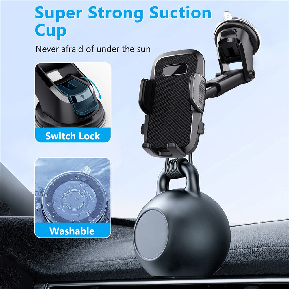 ML209 2 in 1 Car Phone Holder Mount Powerful Suction Phone Mount for Car Dashboard Windshield