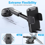 ML236 Car Phone Holder 360 Degree Rotation Extendable Suction Cup Mobile Mount for Windshield Dashboard