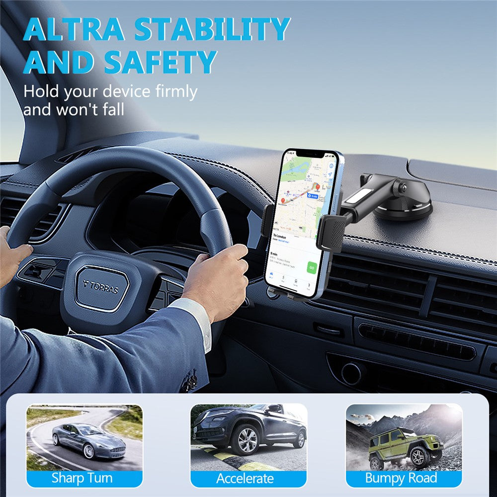 ML236 Car Phone Holder 360 Degree Rotation Extendable Suction Cup Mobile Mount for Windshield Dashboard