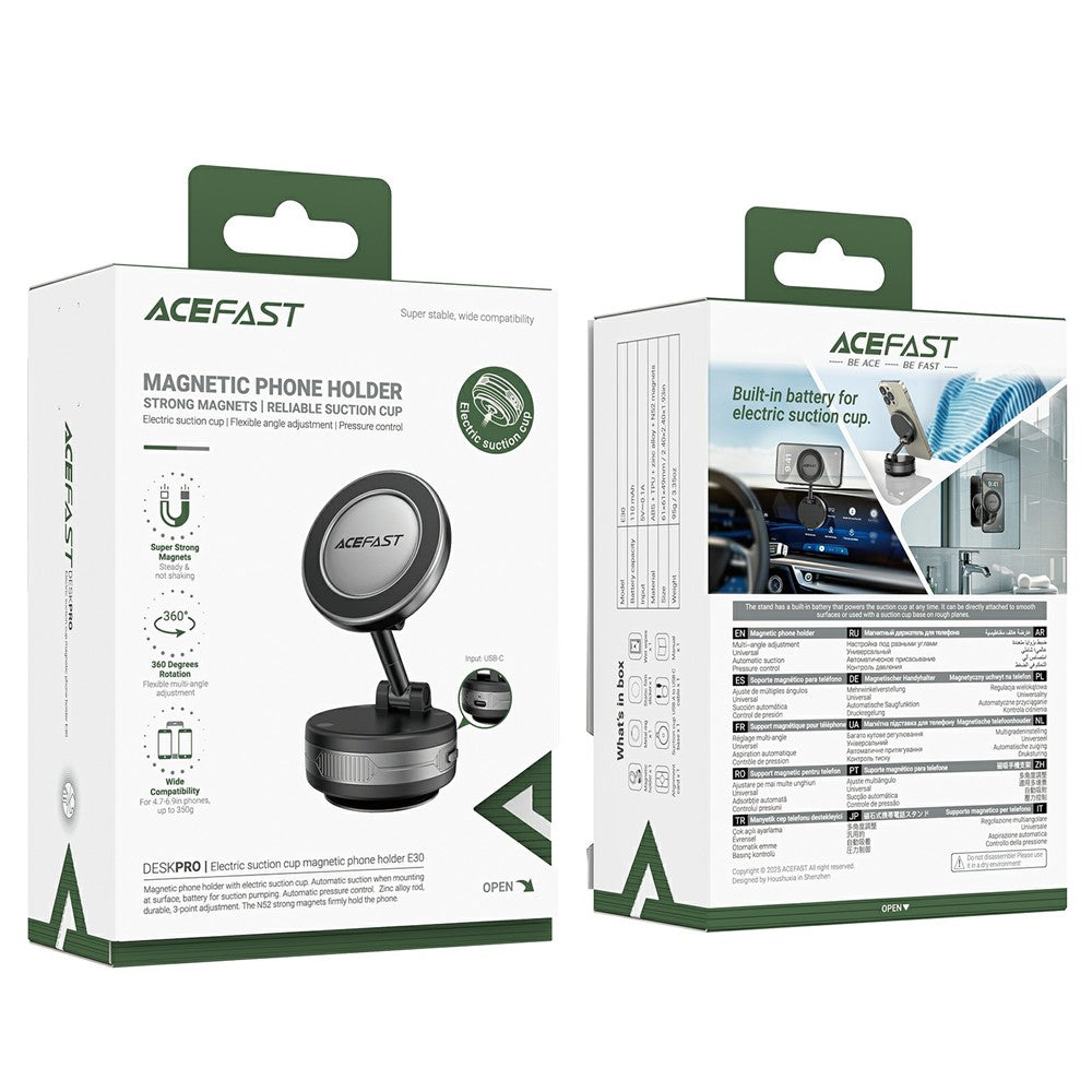 ACEFAST E30 Electric Suction Cup Magnetic Phone Holder Smart Vacuum Attachment Stand