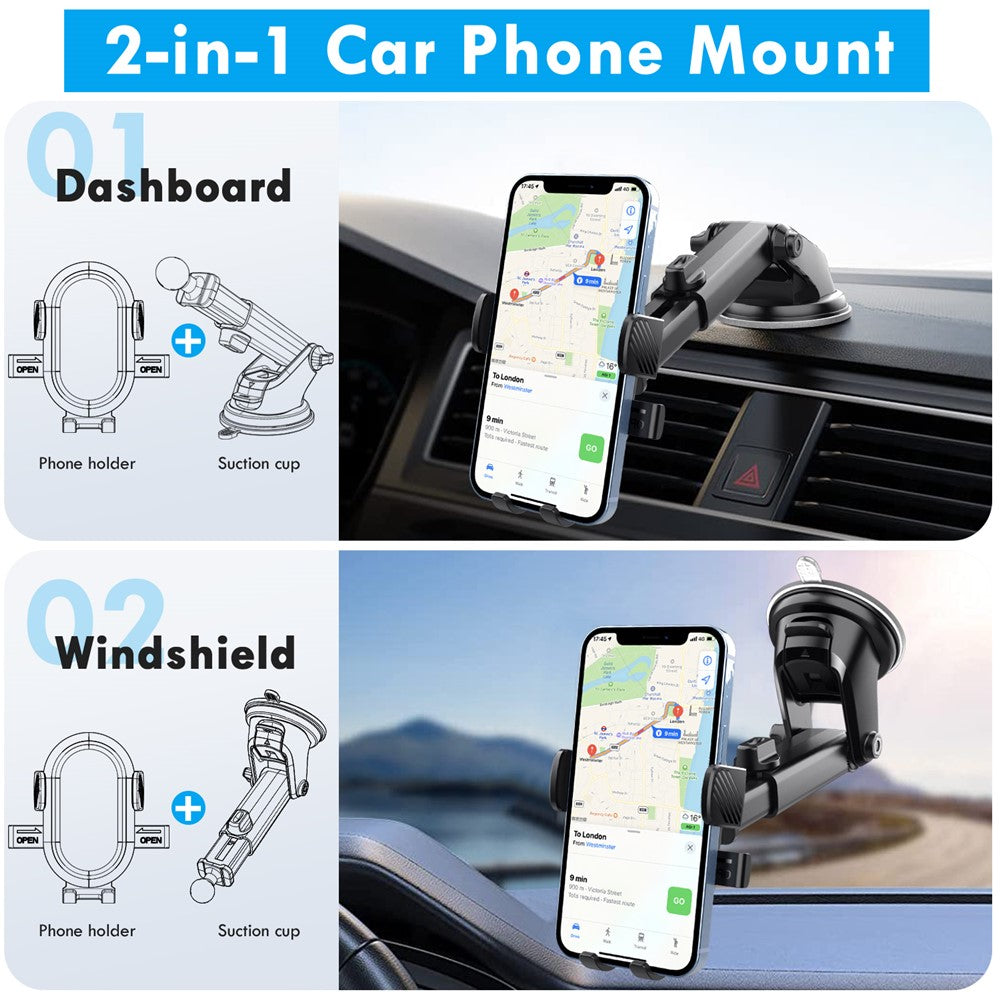 ML229 Suction Cup Mount Extendable Arm Adjustable Phone Holder for Car Dashboard / Windshield