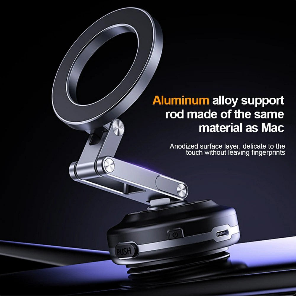 X63 Magnetic Car Phone Navigation Mount Vacuum Suction Cup Foldable Arm Aluminum Alloy Bracket