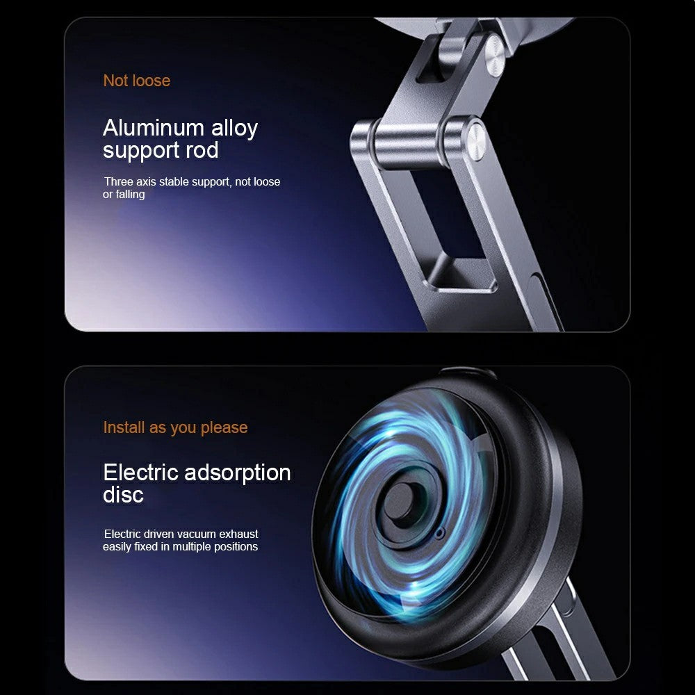 X63 Magnetic Car Phone Navigation Mount Vacuum Suction Cup Foldable Arm Aluminum Alloy Bracket