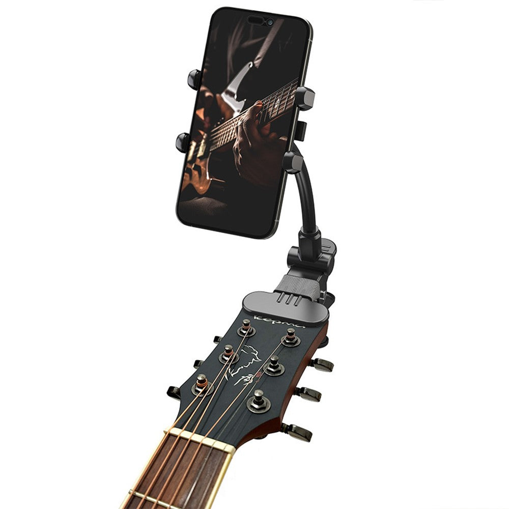 X040 Universal Phone Holder Clamp Mount Bracket for Electric Guitar Bass Ukulele Live Teaching Video Recording