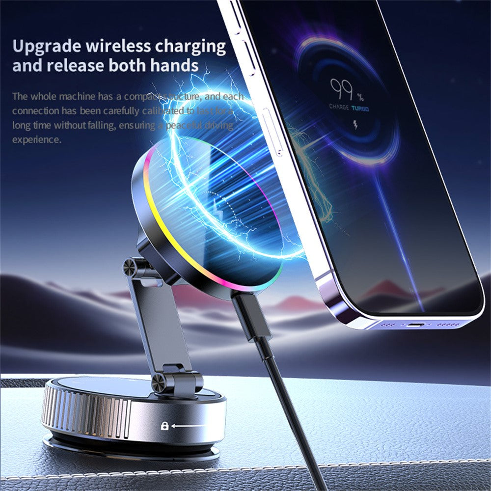 K5 Bil Trådløs Opladerholder 360 Graders Rotation Sammenfoldelig Magnetisk Telefonopladerholder