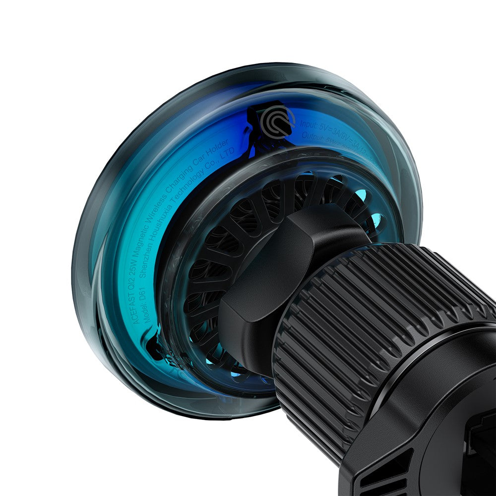 ACEFAST D61 QI2 25W Magnetic Wireless Charging Car Mount Adjustable Car Charging Holder with Cooling Fan